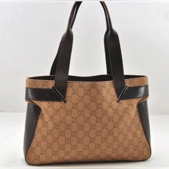 Vintage Gucci Tote Bag Canvas and Leather - Picture 1 of 16